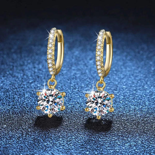 1 Carat 925 Sterling Silver Moissanite Drop Earrings - GlowUp Garments