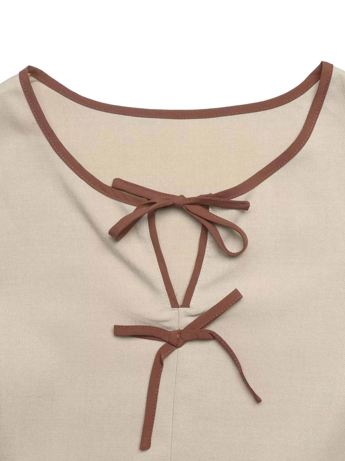Bow Front Ruffle Hem Blouse - GlowUp Garments
