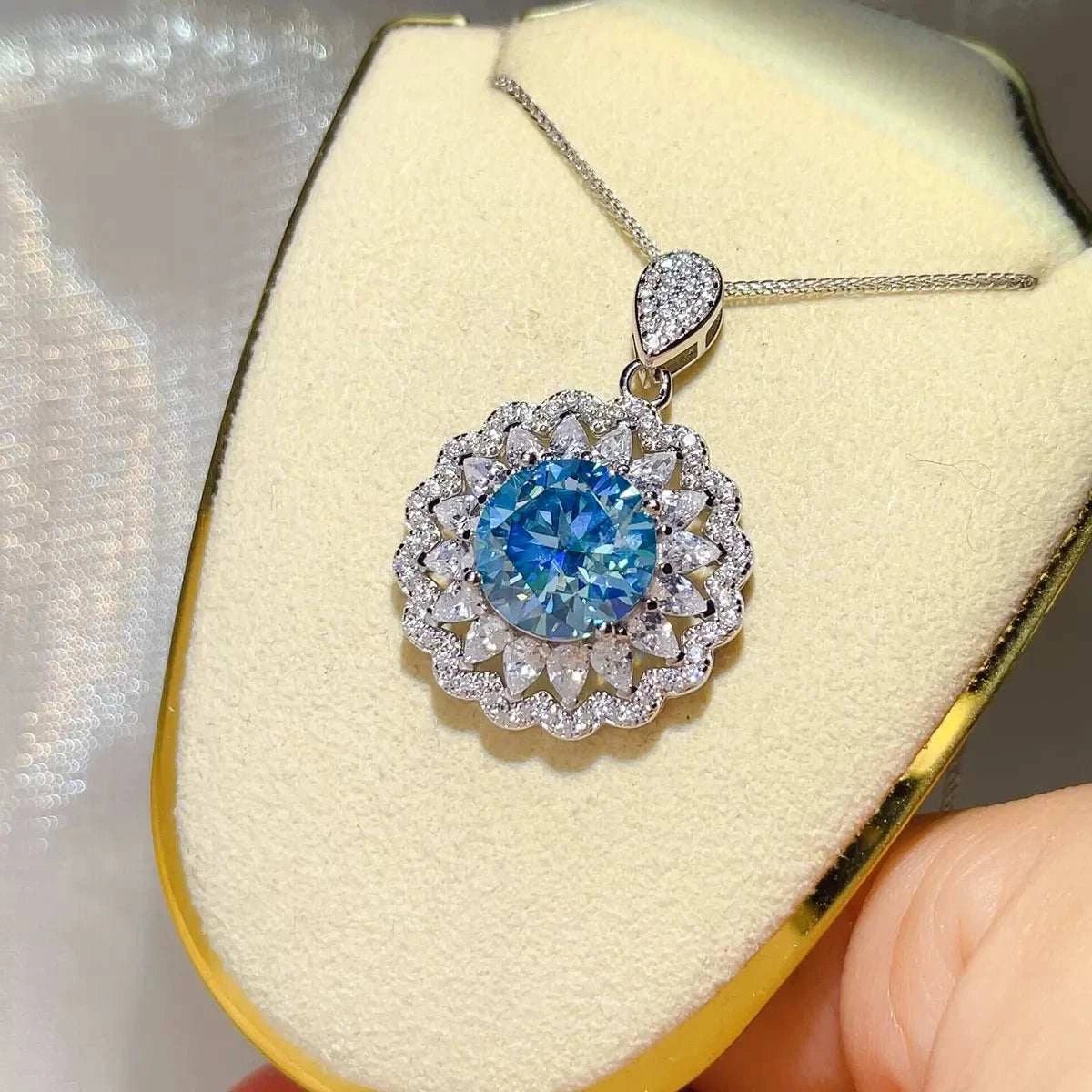 5 Carat 925 Sterling Silver Moissanite Pendant Necklace - GlowUp Garments