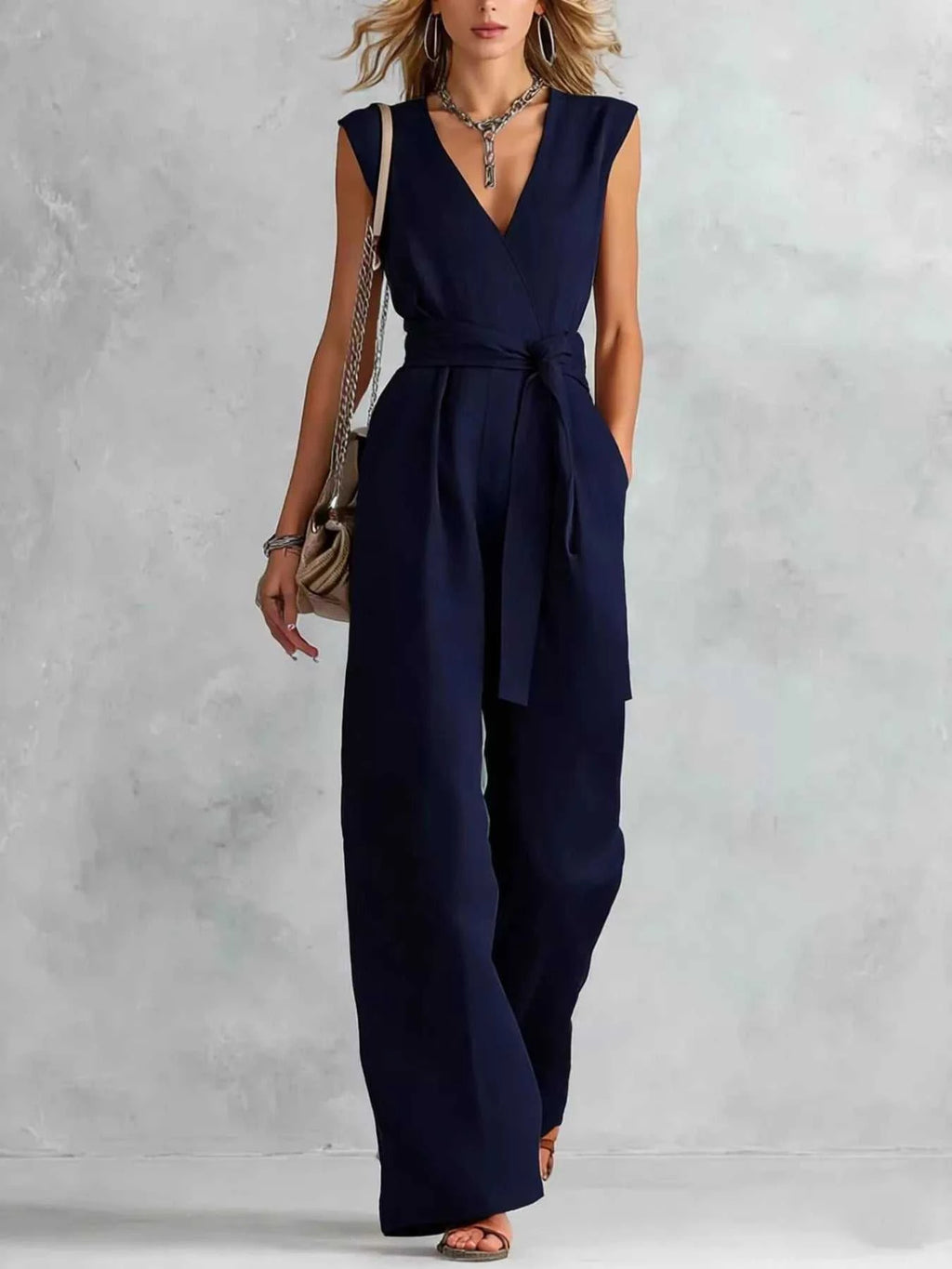 Sleeveless Wide Leg Jumpsuit - GlowUp Garments