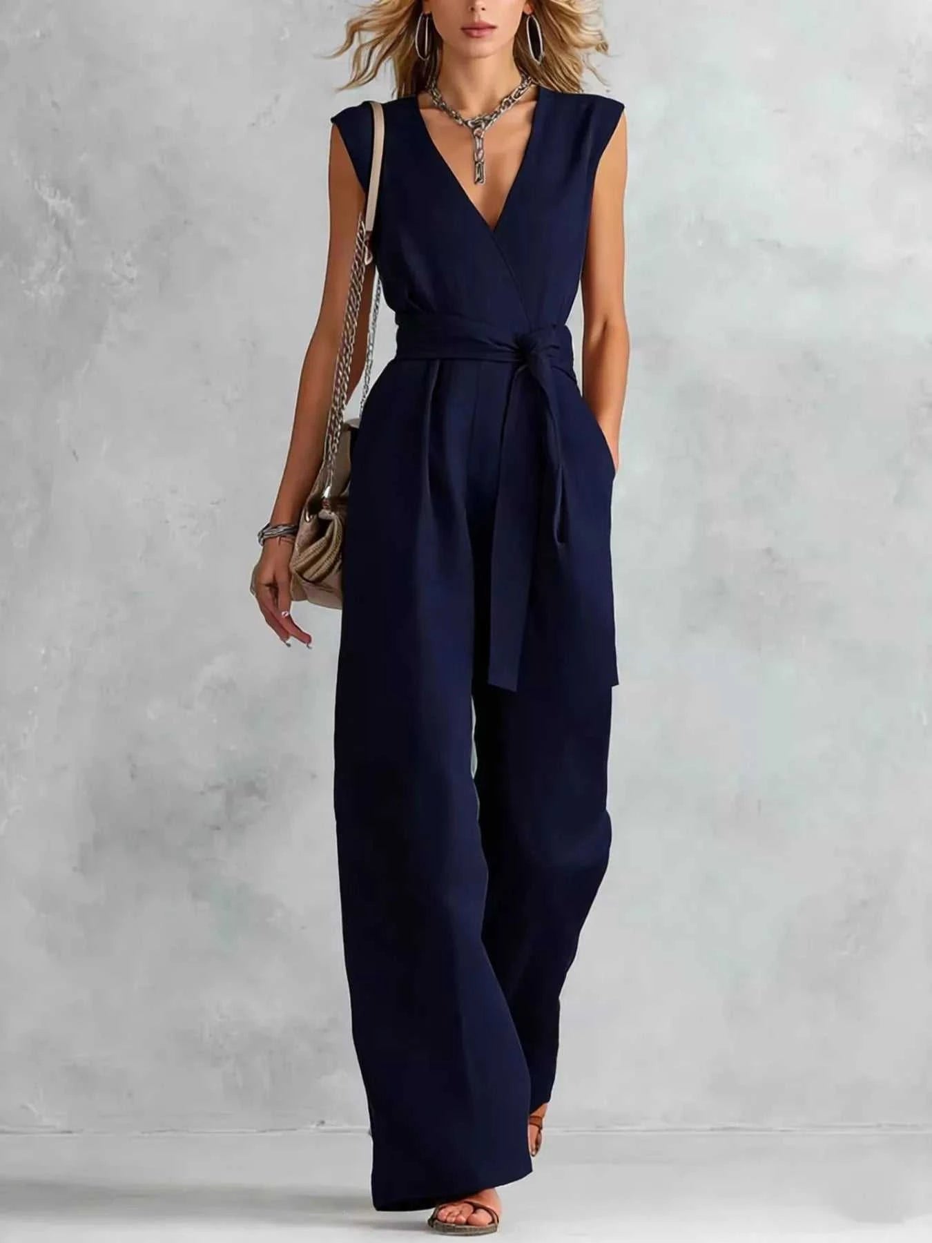 Sleeveless Wide Leg Jumpsuit - GlowUp Garments