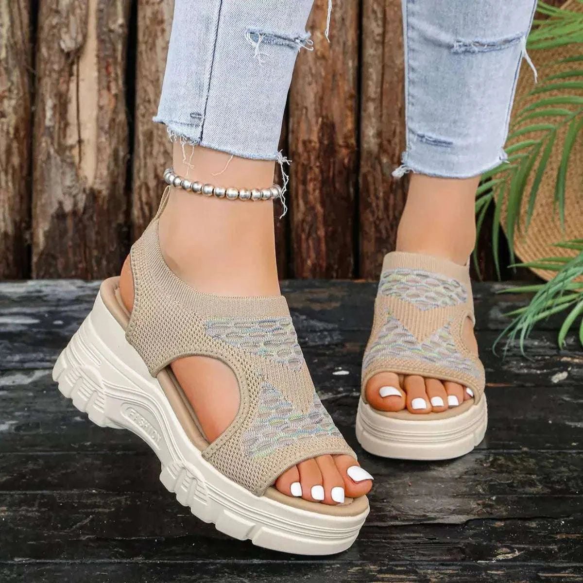 Open Toe Platform Sandals - GlowUp Garments
