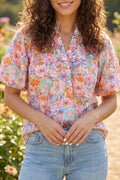 Floral Print Puff Sleeve Blouse - GlowUp Garments