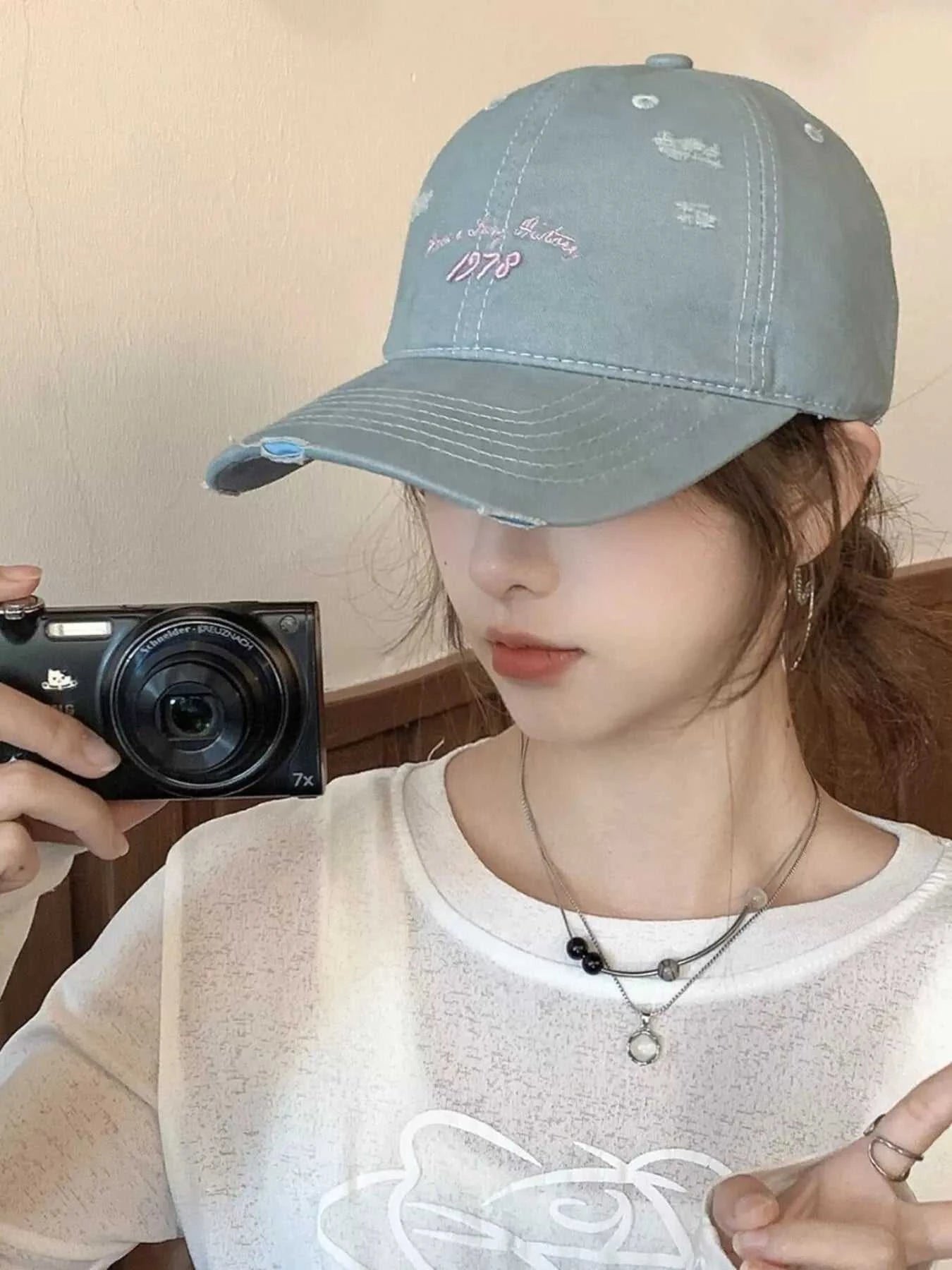 Embroidered Distressed Baseball Cap - GlowUp Garments