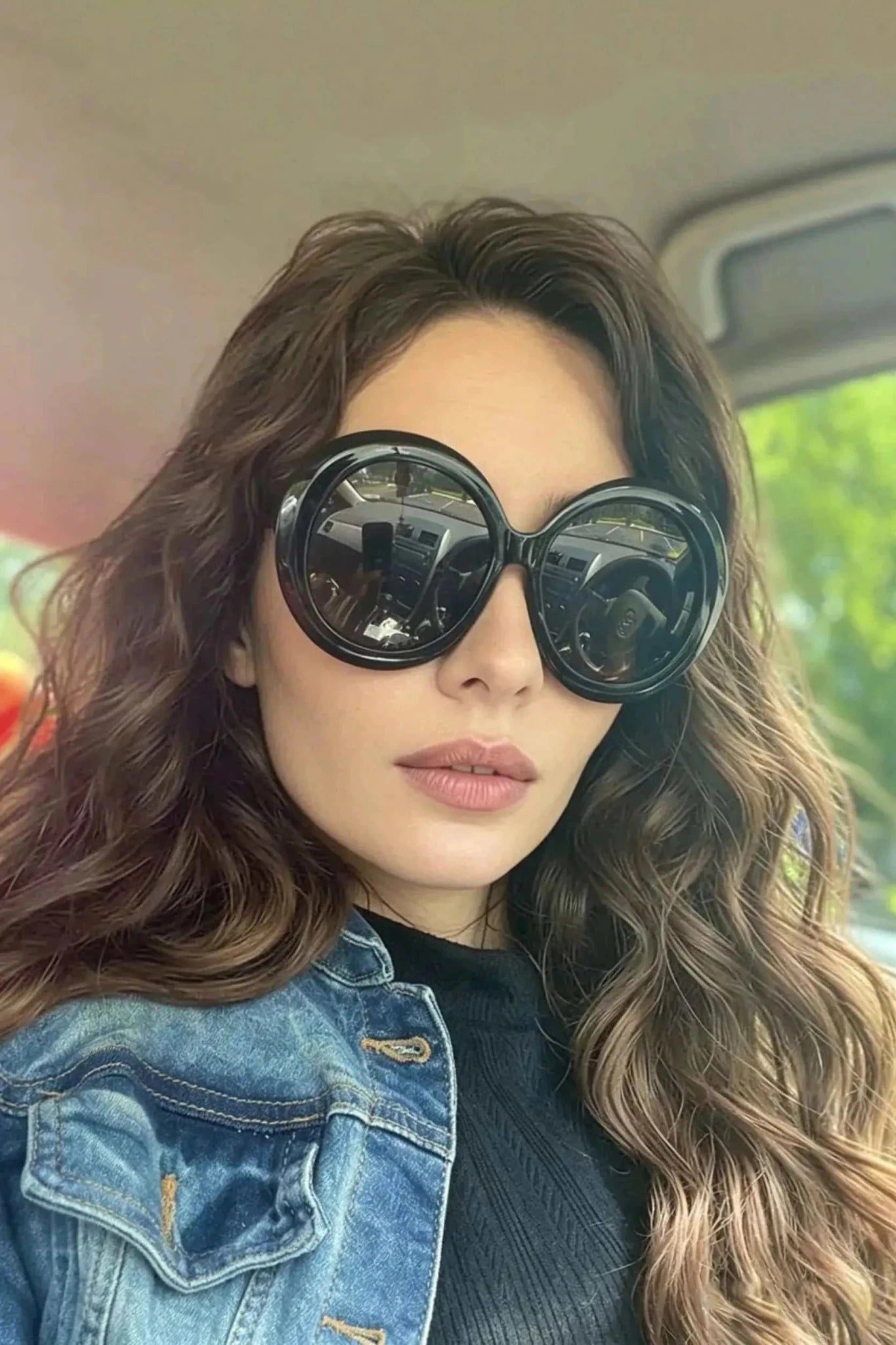 Oversized Round Frame Fashion Sunglasses - GlowUp Garments