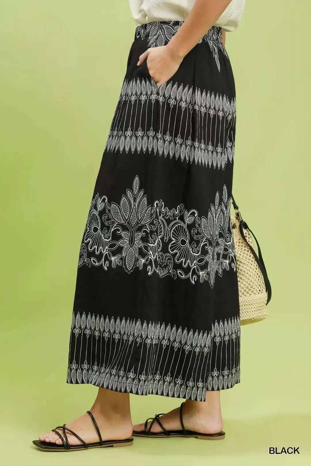 Boho Border Print Wide Leg Pants - GlowUp Garments