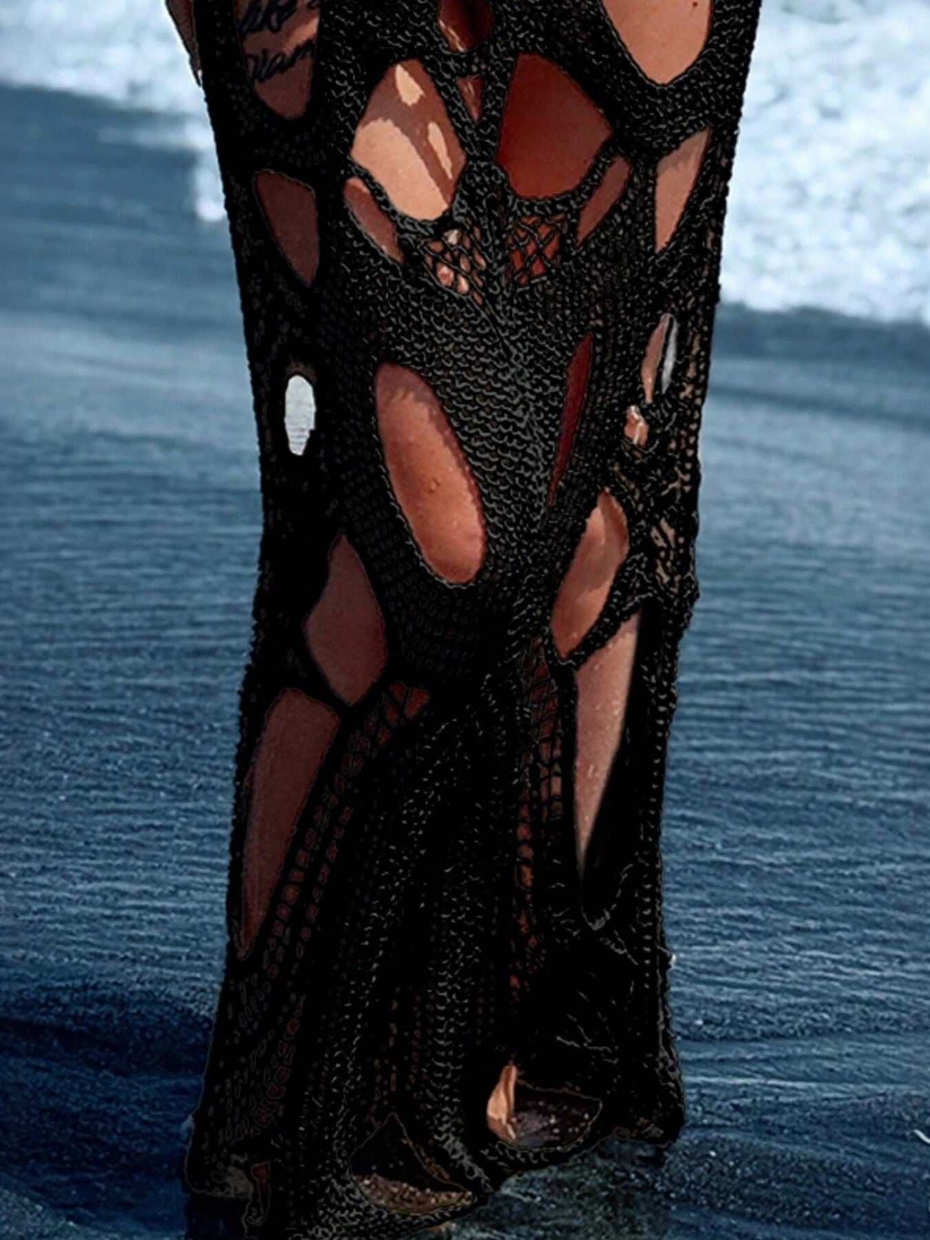 Cutout Halter Neck Cover-Up Dress - GlowUp Garments