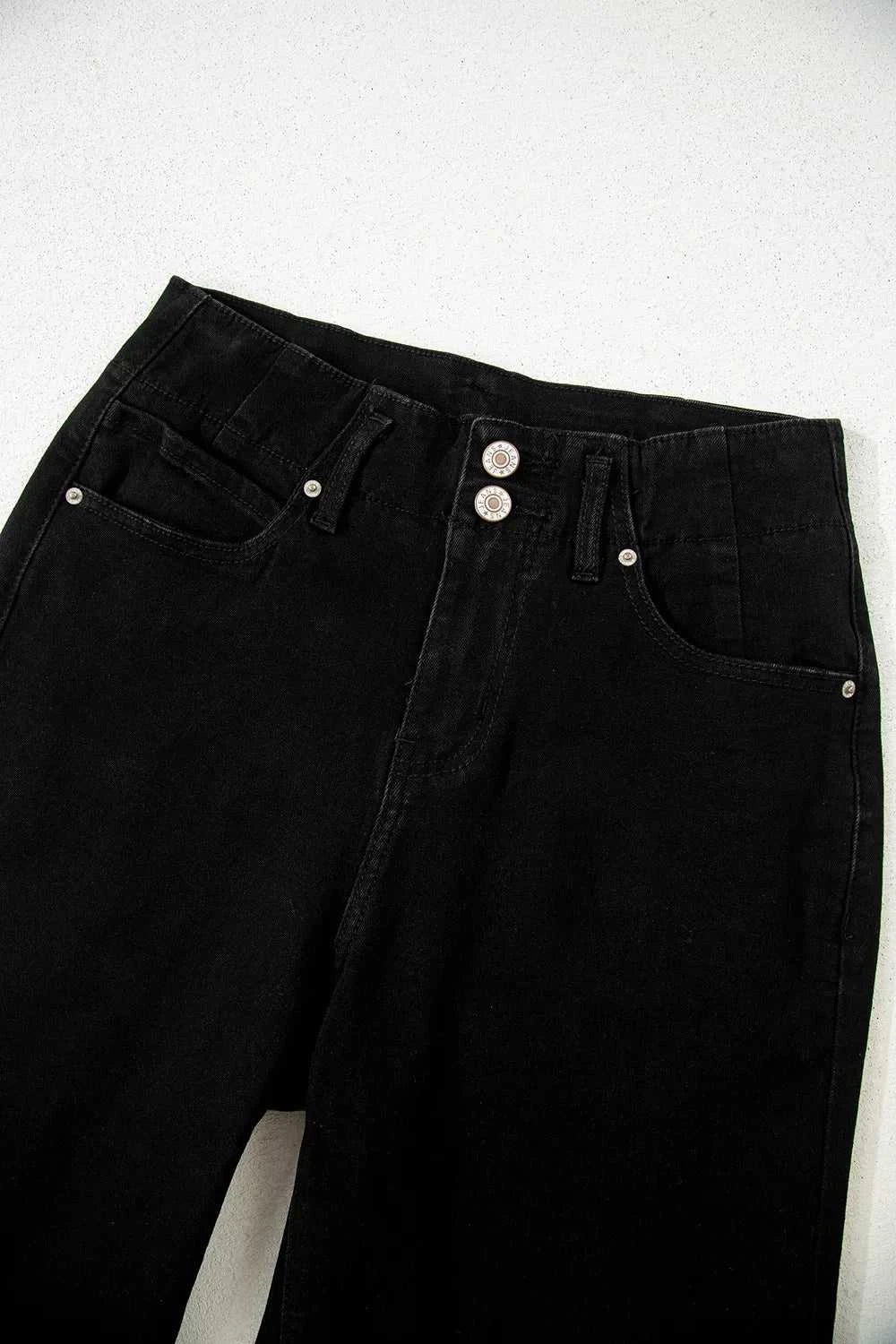 2-Button High Waist Flared Bottom Jeans - GlowUp Garments
