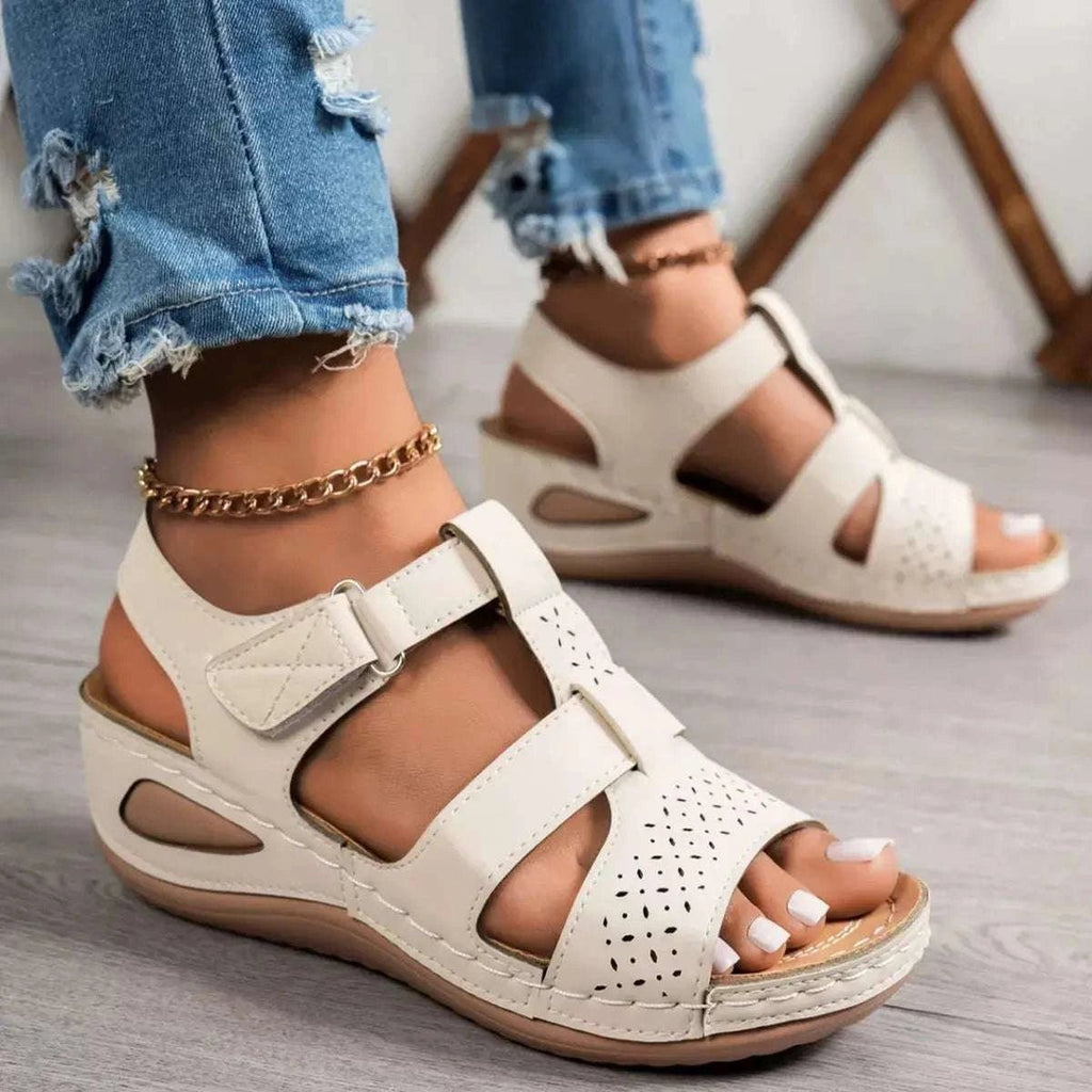 Open Toe Wedge Sandals - GlowUp Garments