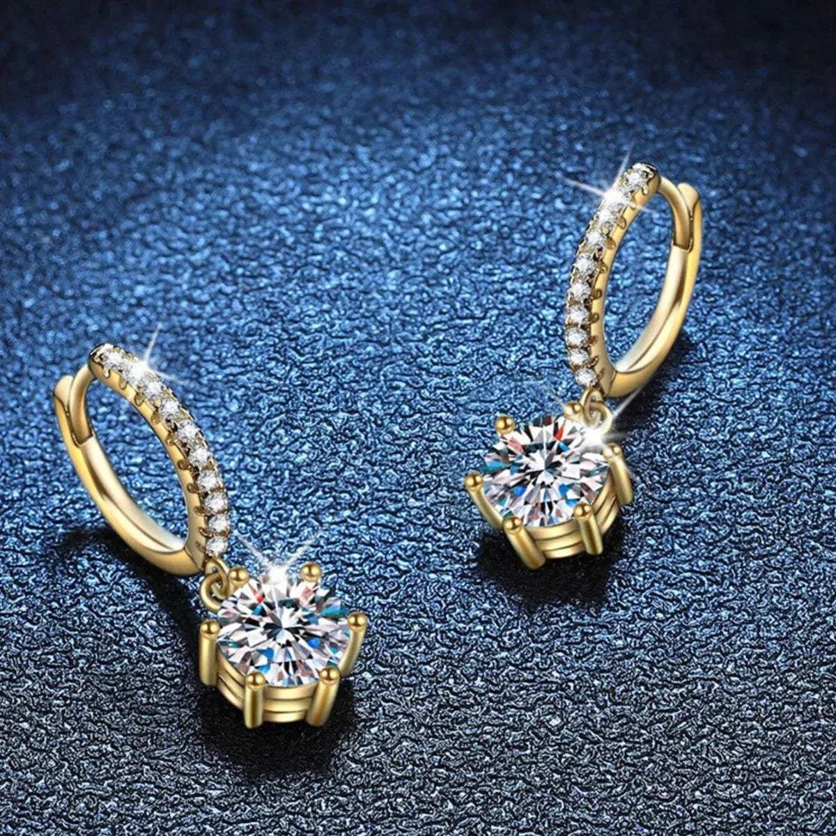 1 Carat 925 Sterling Silver Moissanite Drop Earrings - GlowUp Garments