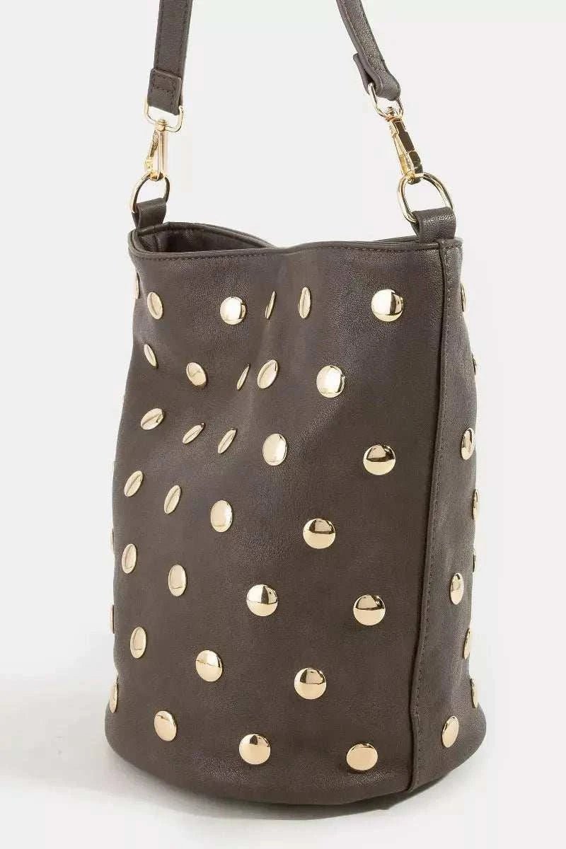 Studded Leather Bucket Bag - GlowUp Garments