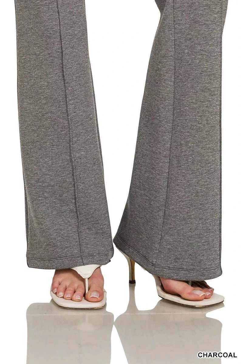 Drawstring Scuba Stretch Pintuck Pants - GlowUp Garments