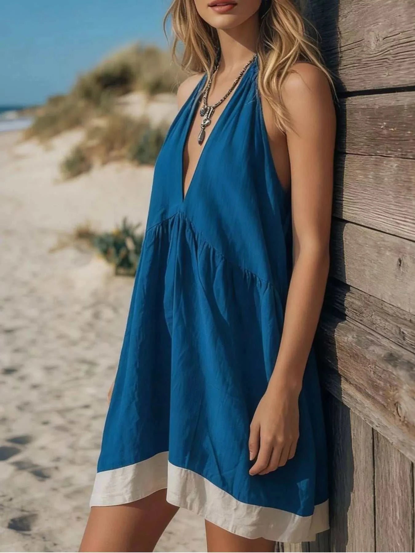 Backless Halter Neck Mini Dress - GlowUp Garments