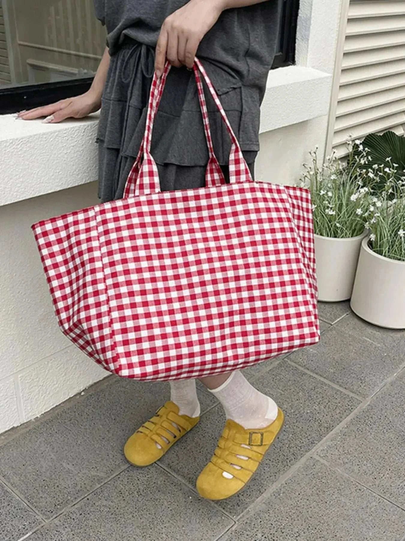 Classic Plaid Tote Bag - GlowUp Garments
