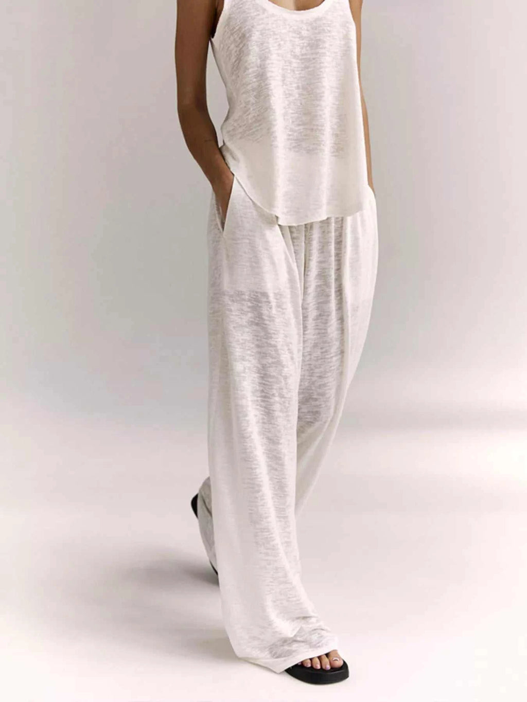 Wide Strap Tank and Pants Lounge Set - GlowUp Garments