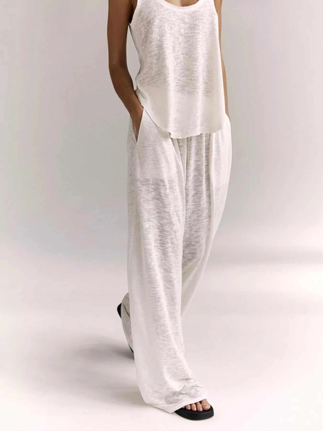 Wide Strap Tank and Pants Lounge Set - GlowUp Garments