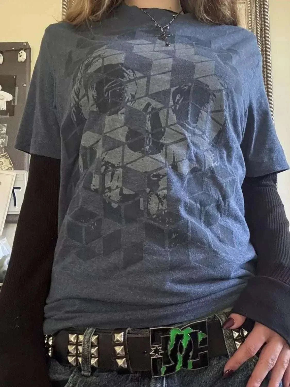 Skull Graphic Round Neck Long Sleeve T-Shirt - GlowUp Garments
