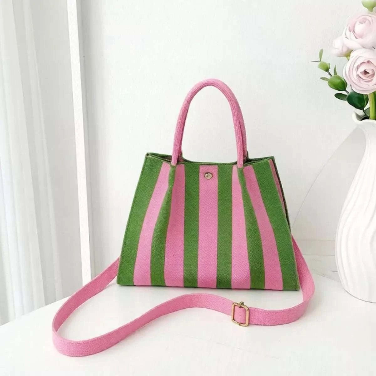 Striped Adjustable Strap Crossbody Bag - GlowUp Garments
