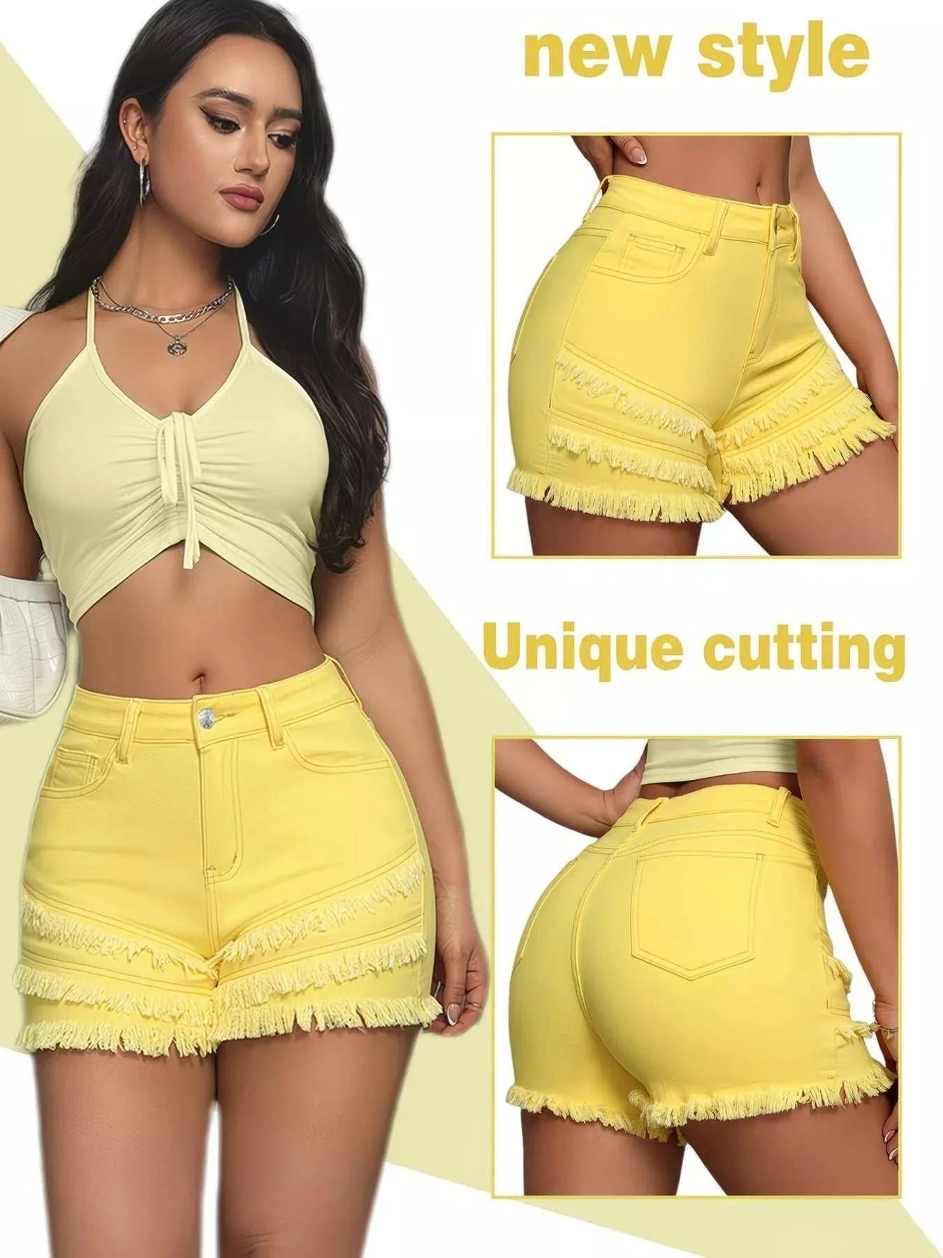Frayed Hem Denim Shorts - GlowUp Garments