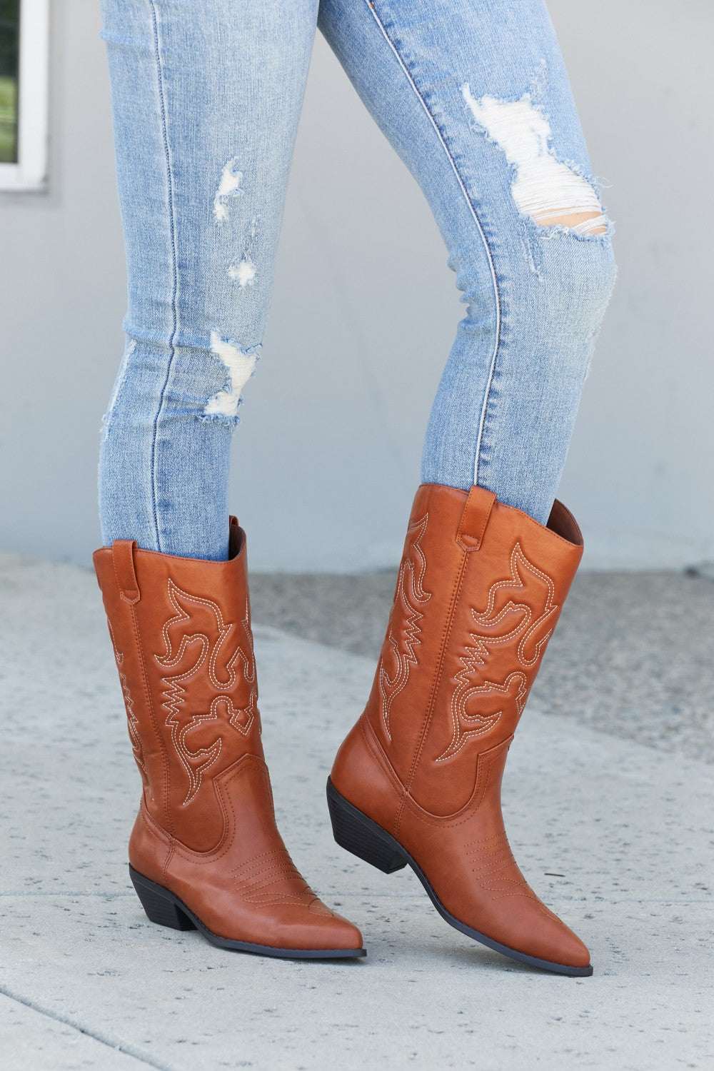 Fortune Dynamic Countryside Lane Mid-Calf Embroidered Cowboy Boots - GlowUp Garments