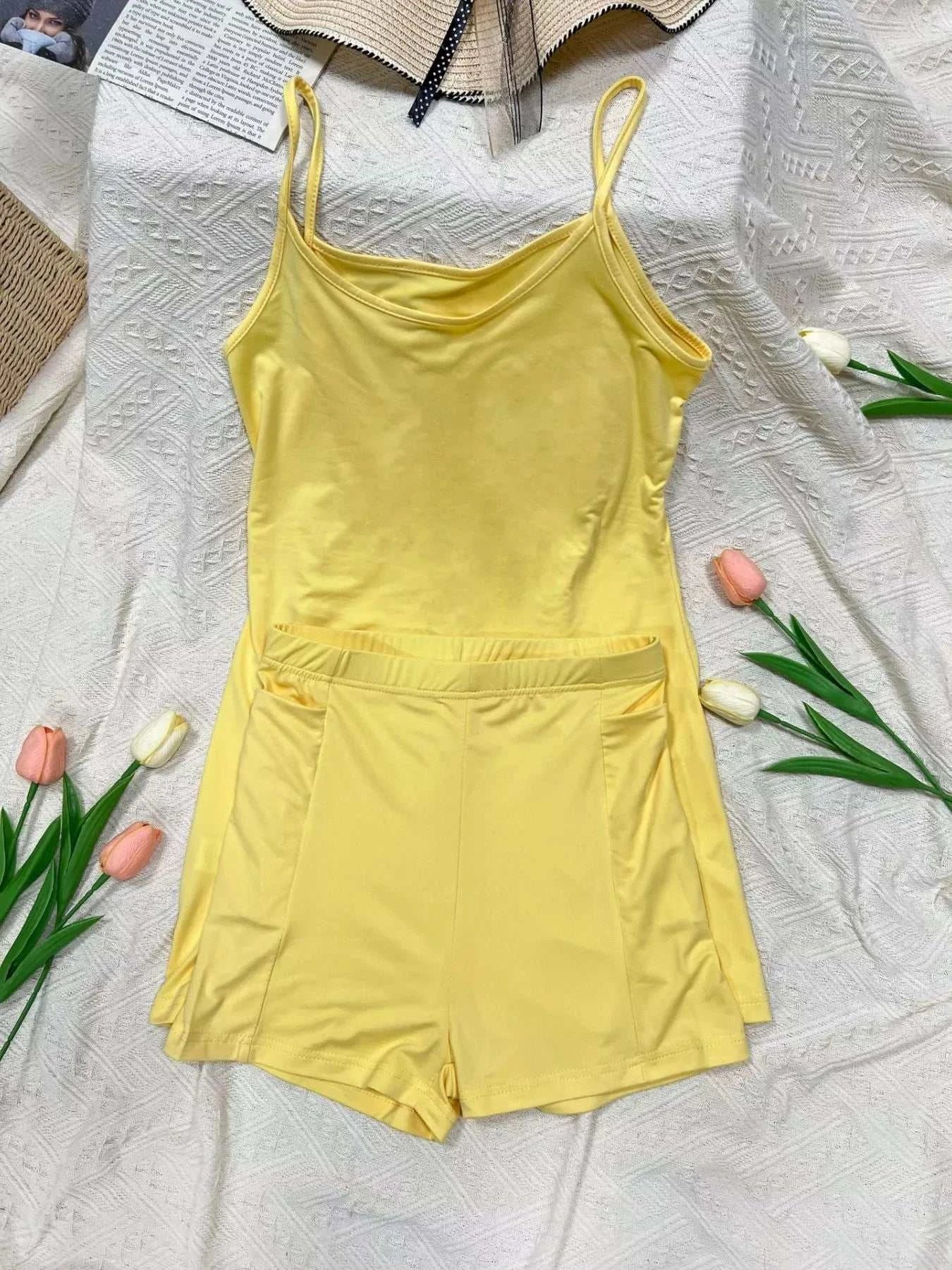 Scoop Neck Cami and Shorts Active Set - GlowUp Garments