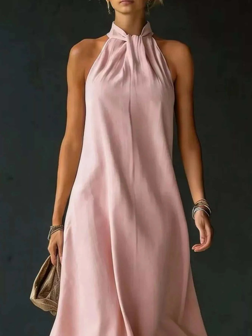Full Size Halter Neck Maxi Dress Plus Size - GlowUp Garments