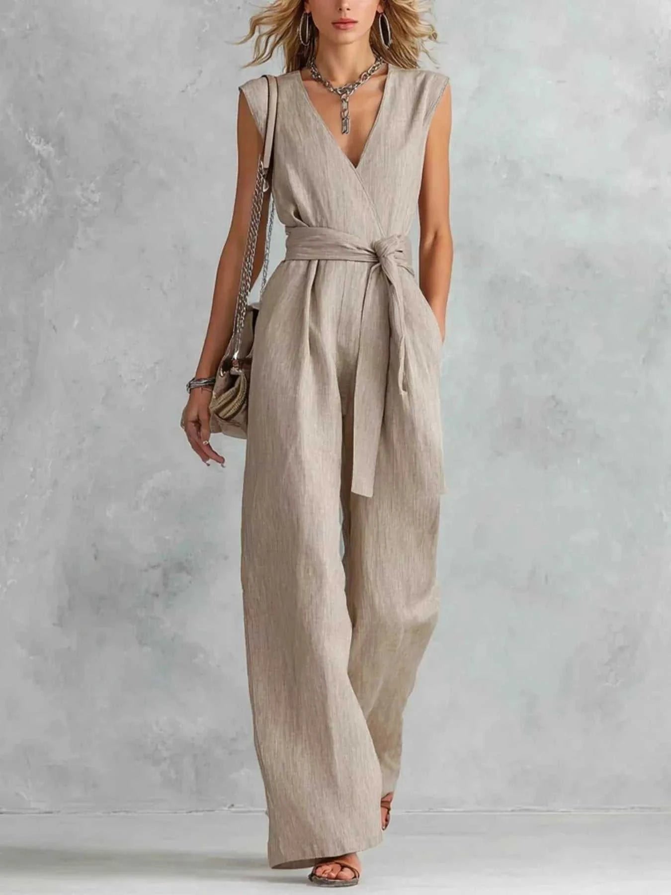 Sleeveless Wide Leg Jumpsuit - GlowUp Garments