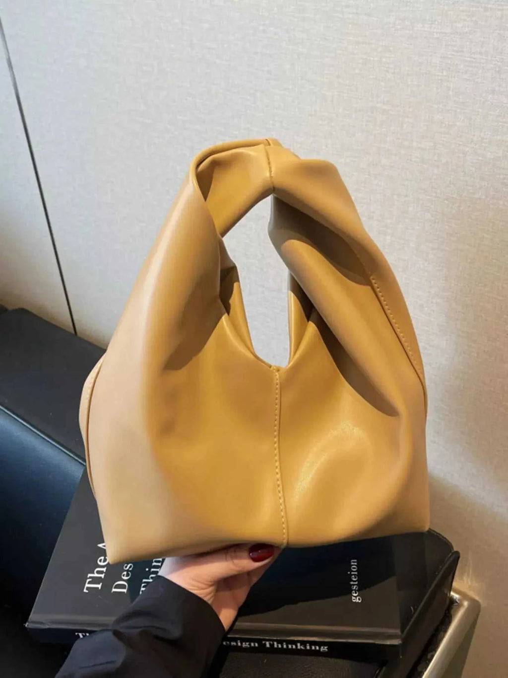 Knot Handle Leather Handbag - GlowUp Garments