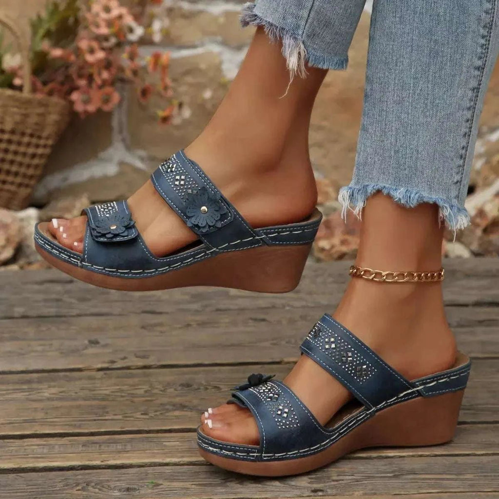 Open Toe Wedge Sandals - GlowUp Garments