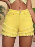 Frayed Hem Denim Shorts - GlowUp Garments