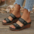 Open Toe Wedge Sandals - GlowUp Garments