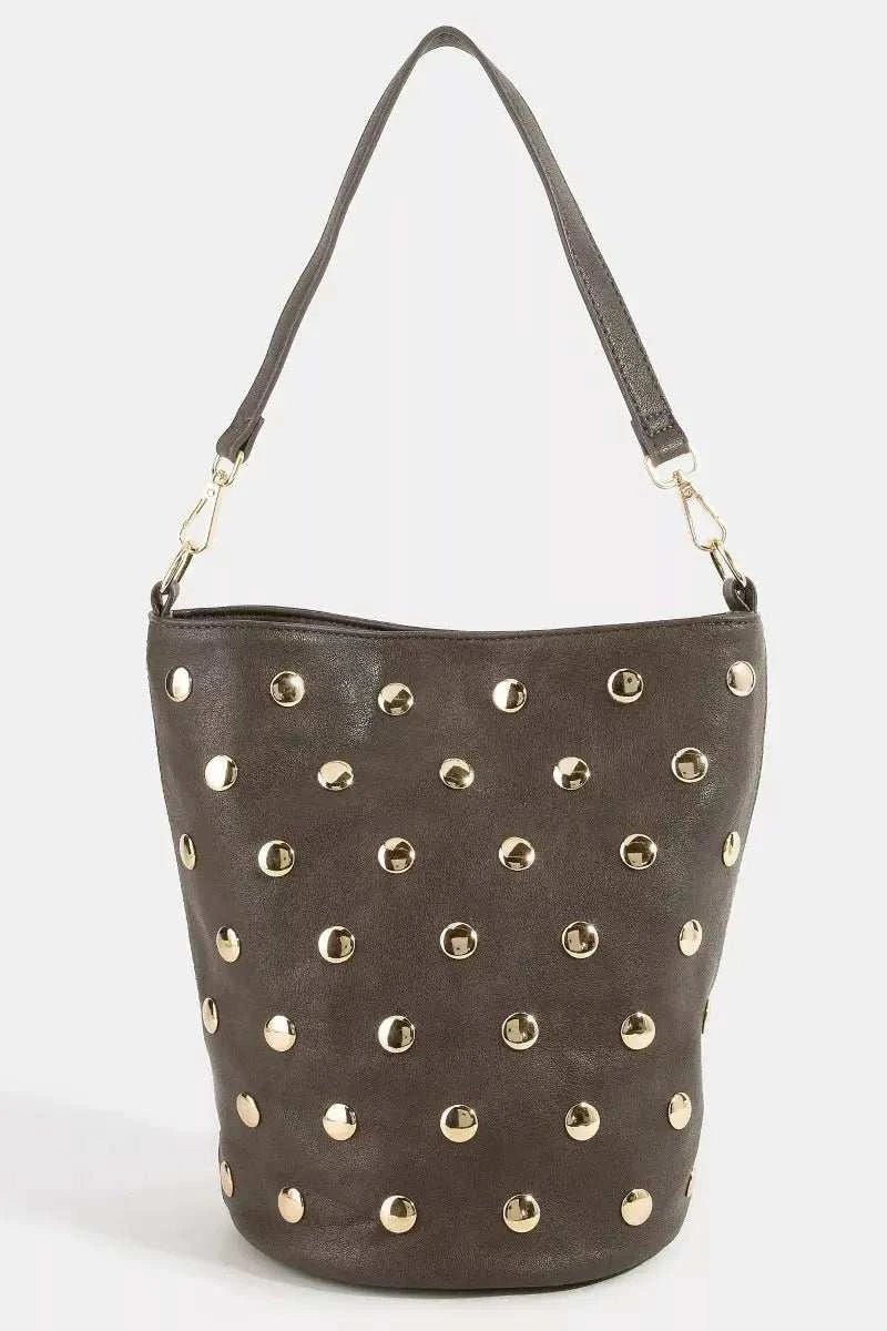 Studded Leather Bucket Bag - GlowUp Garments