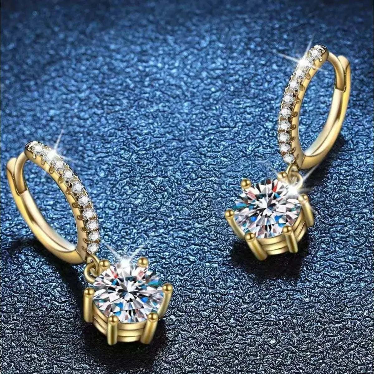 1 Carat 925 Sterling Silver Moissanite Drop Earrings - GlowUp Garments