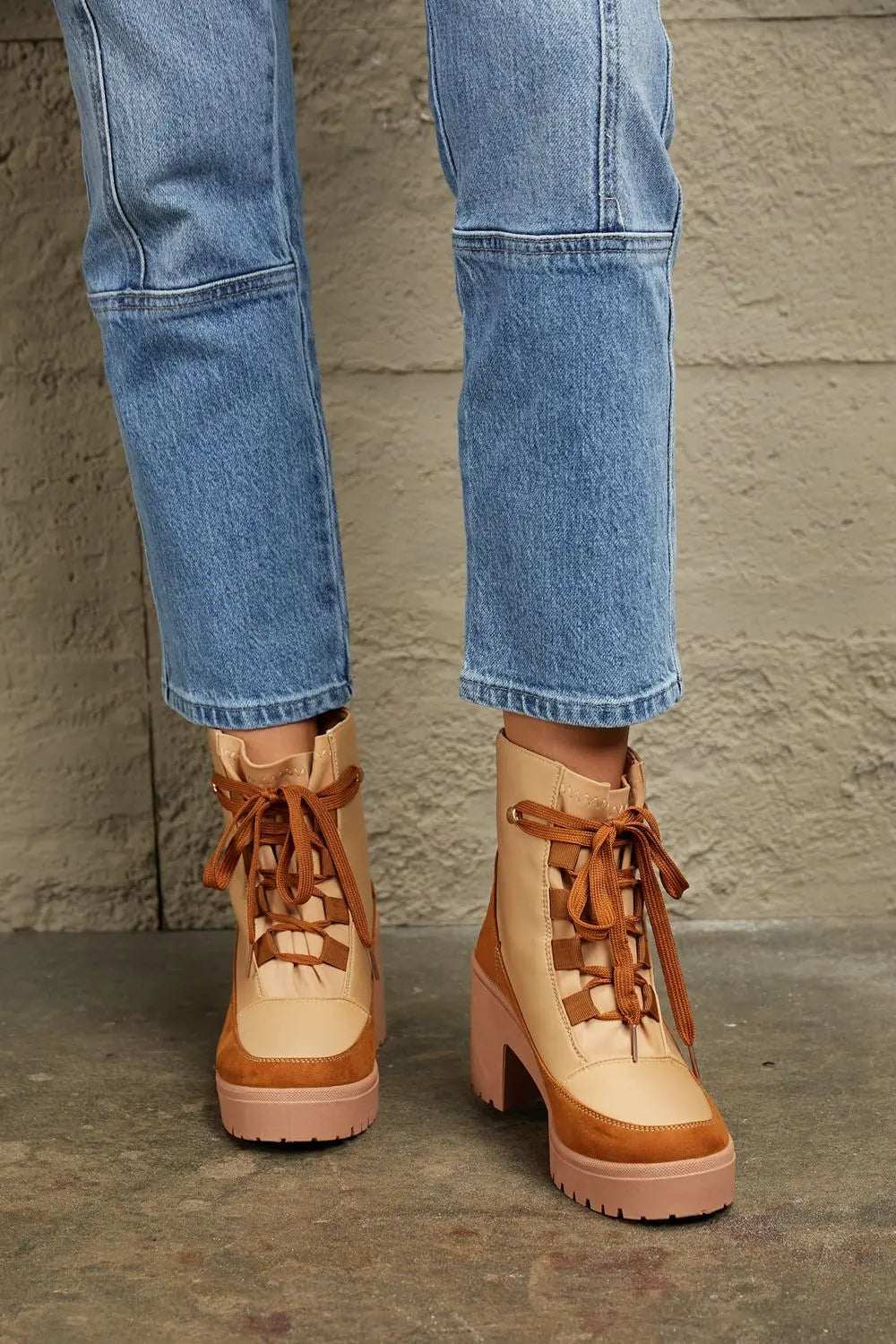 East Lion Corp Lace Up Lug Booties - GlowUp Garments