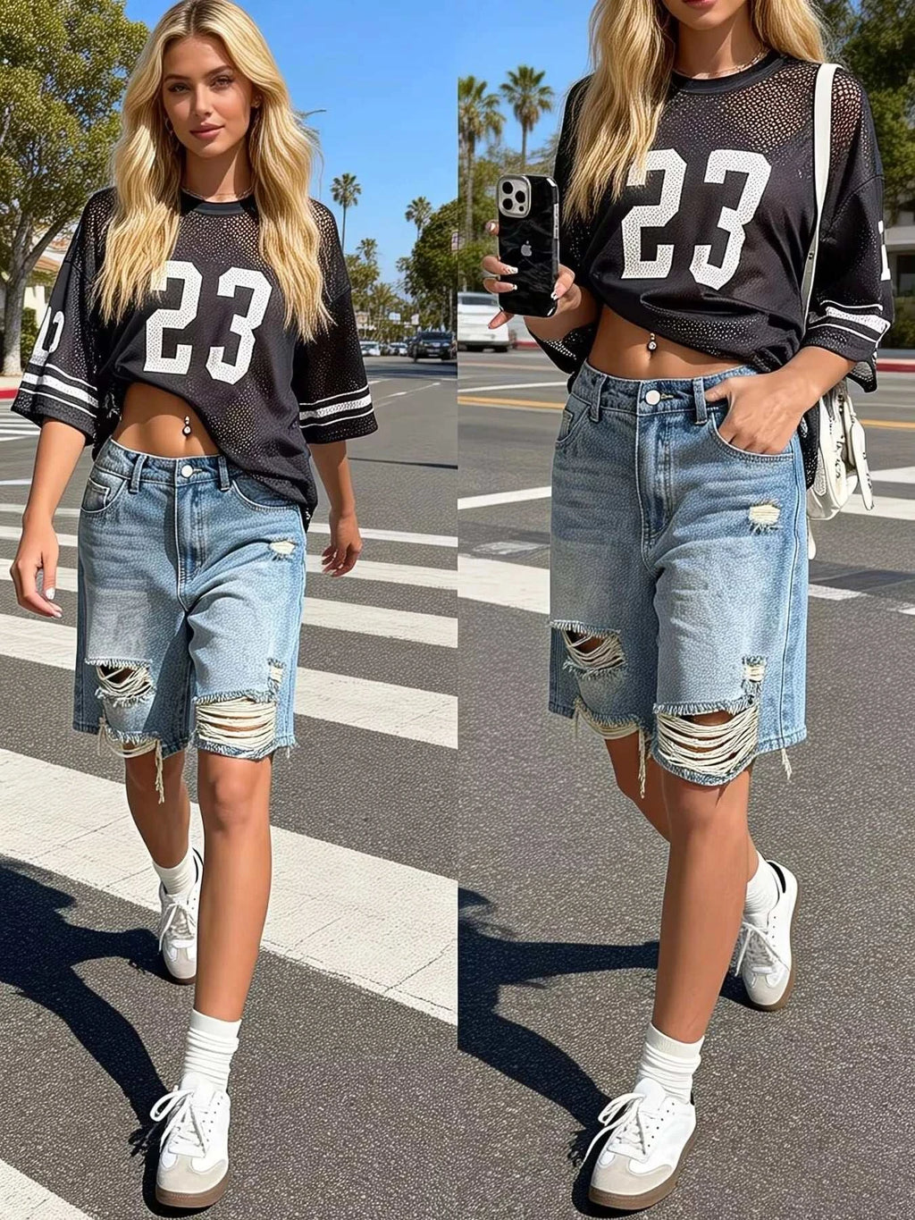 Distressed Denim Shorts - GlowUp Garments