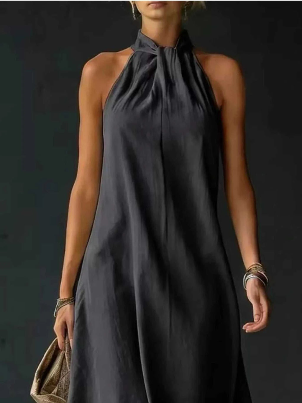 Full Size Halter Neck Maxi Dress Plus Size - GlowUp Garments