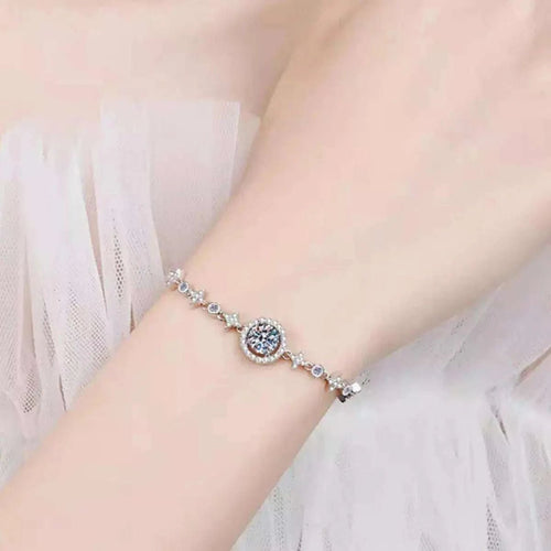 1 Carat Moissanite 925 Sterling Silver Bracelet - GlowUp Garments