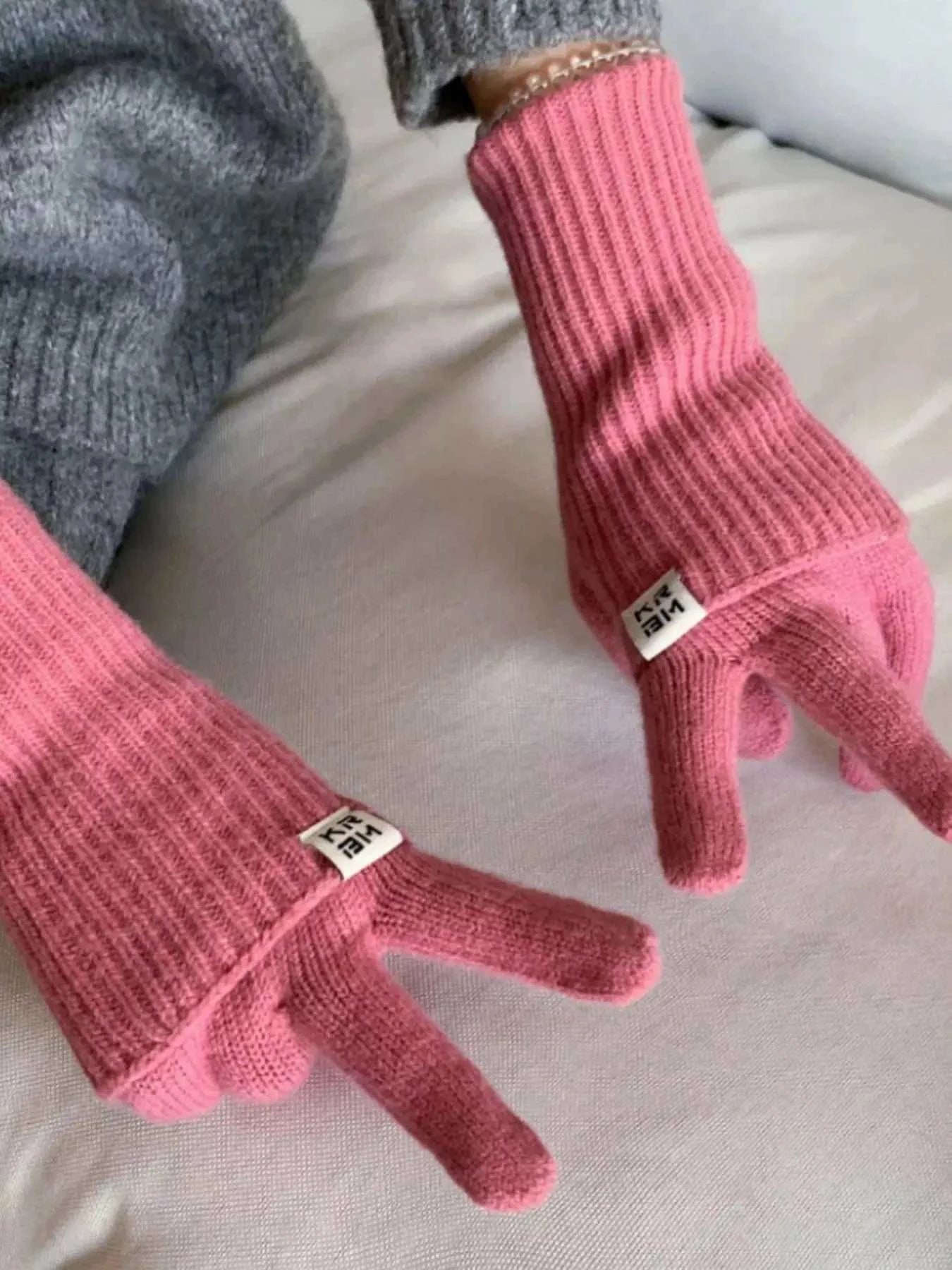 Ribbed Knit Winter Gloves - GlowUp Garments
