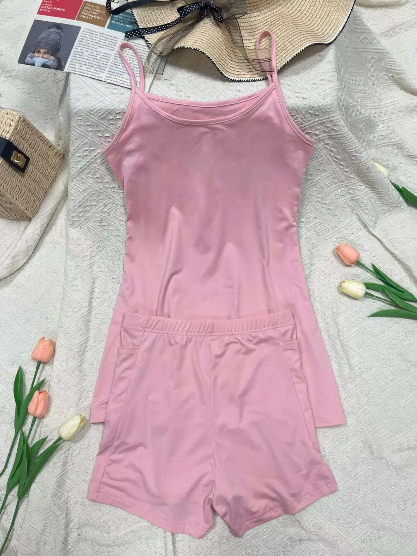 Scoop Neck Cami and Shorts Active Set - GlowUp Garments