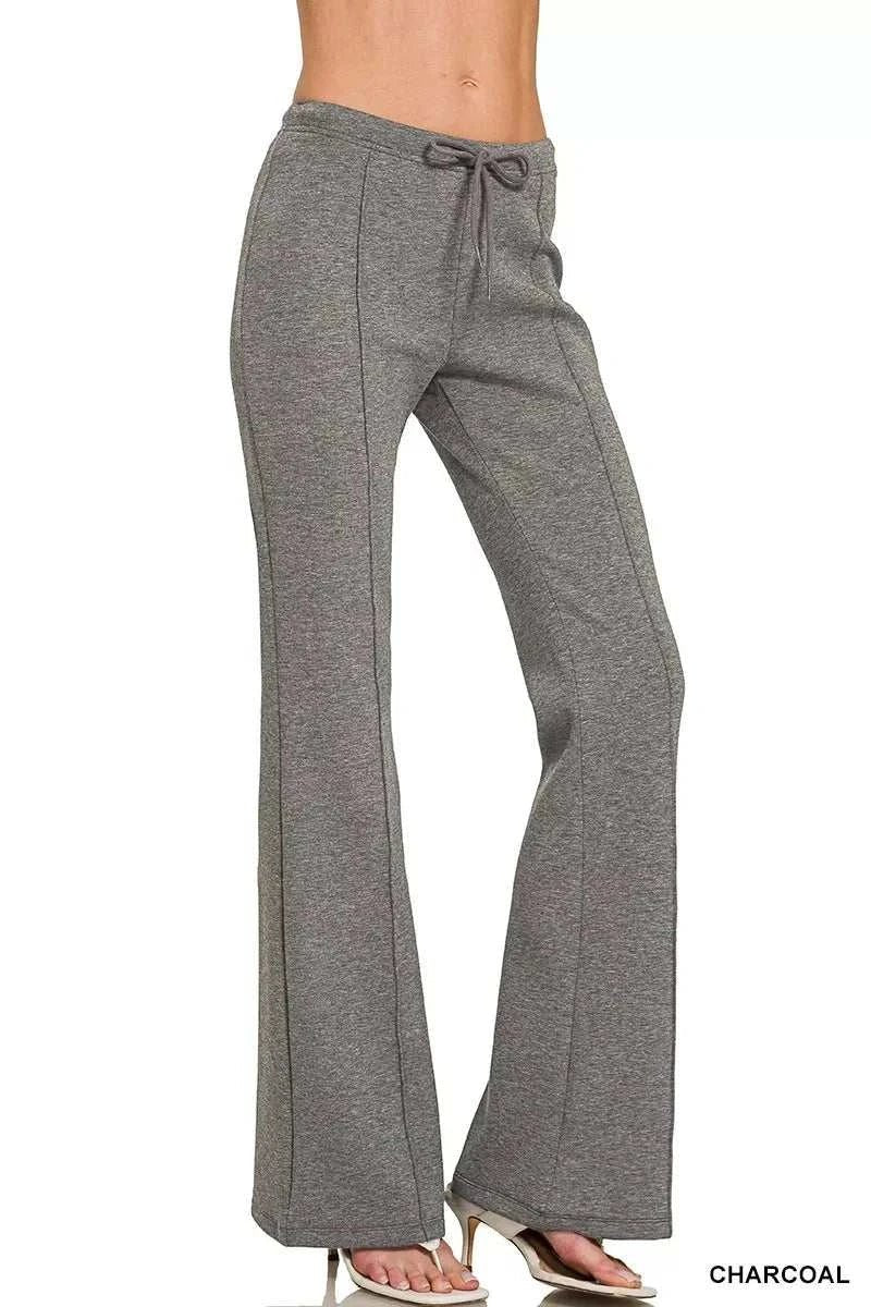 Drawstring Scuba Stretch Pintuck Pants - GlowUp Garments