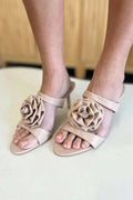 Weeboo Flower PU Leather Stiletto Heel Sandals - GlowUp Garments
