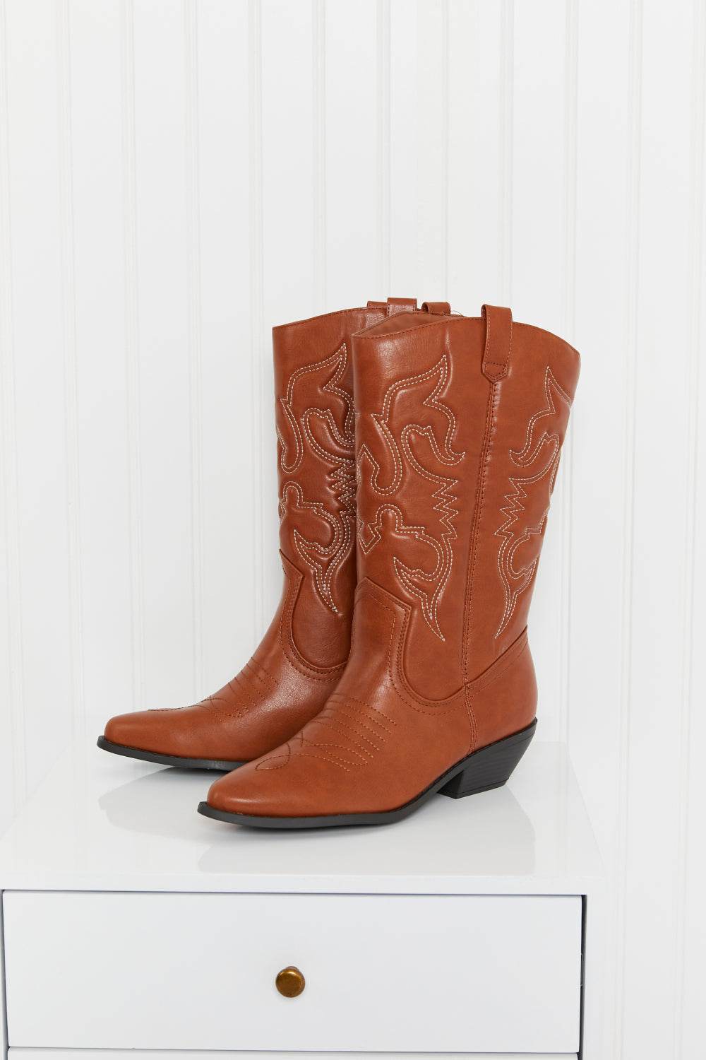 Fortune Dynamic Countryside Lane Mid-Calf Embroidered Cowboy Boots - GlowUp Garments