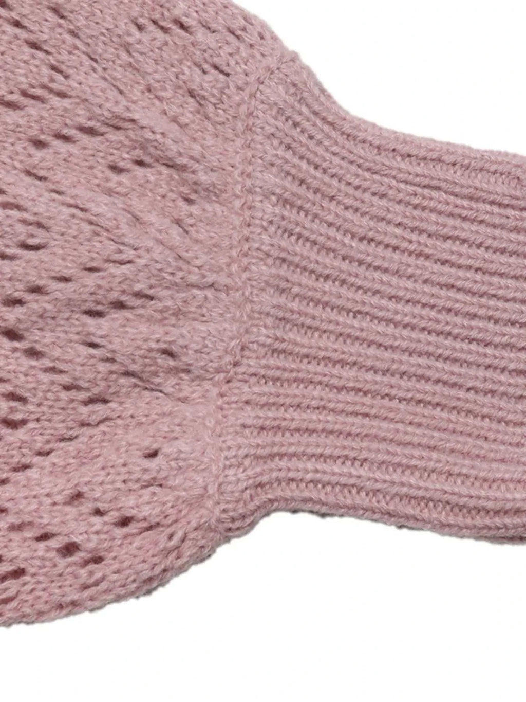 V-Neck Openwork Long Sleeve Sweater - GlowUp Garments