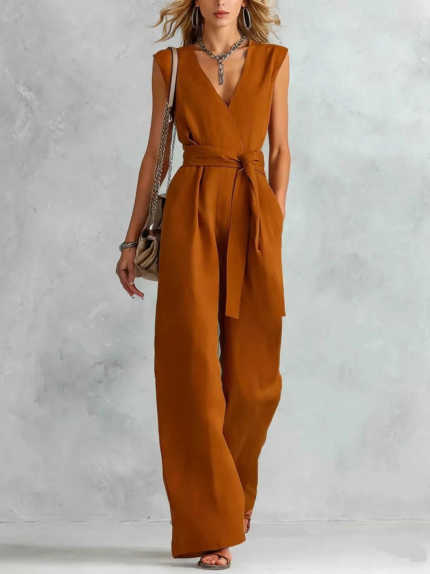 Sleeveless Wide Leg Jumpsuit - GlowUp Garments