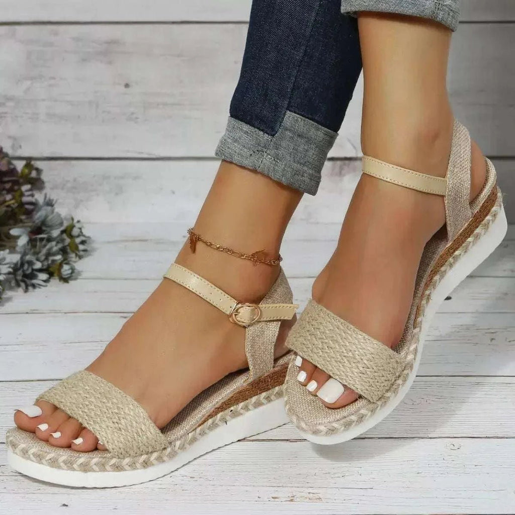 Open Toe Wedge Sandals - GlowUp Garments