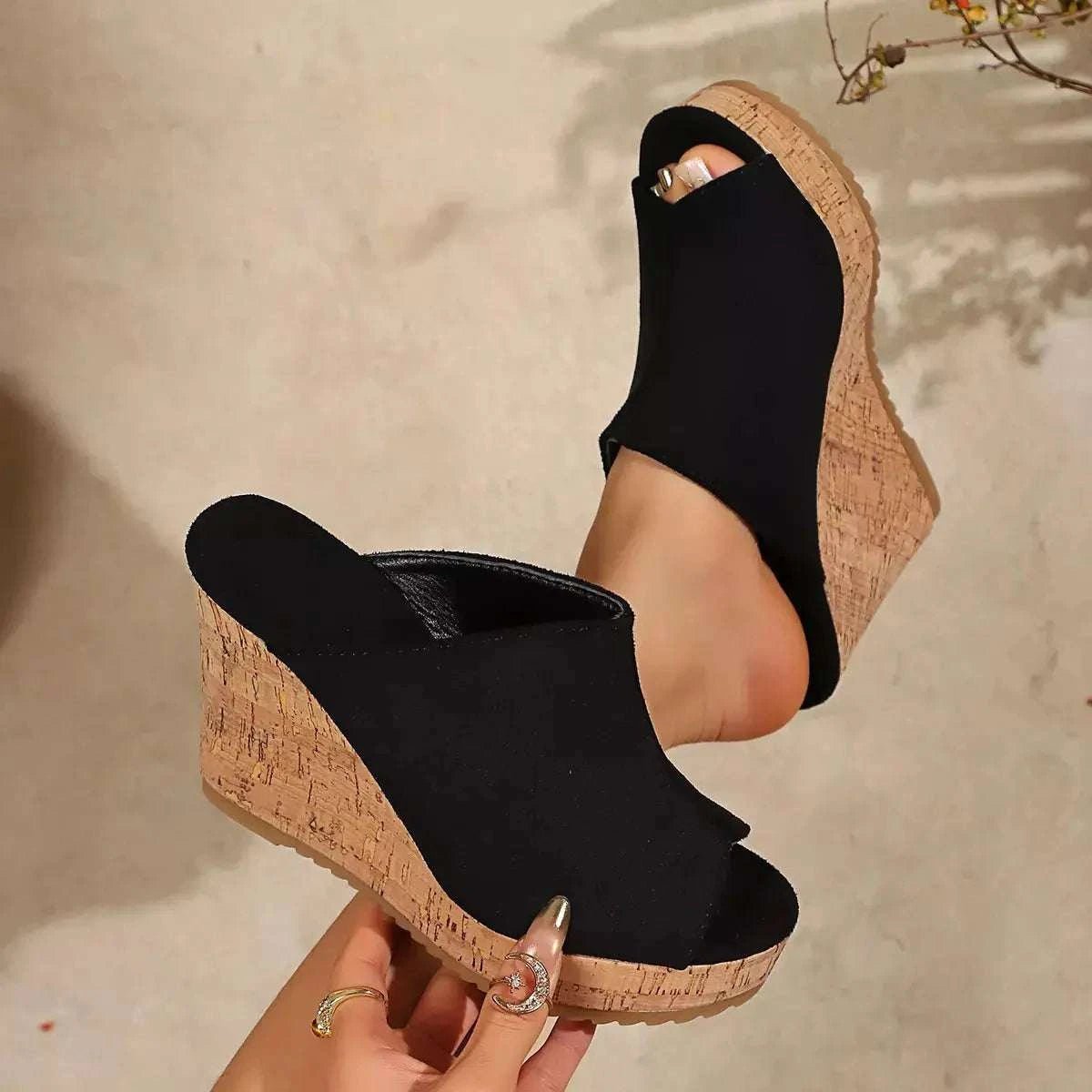 Open Toe Wedge Sandals - GlowUp Garments