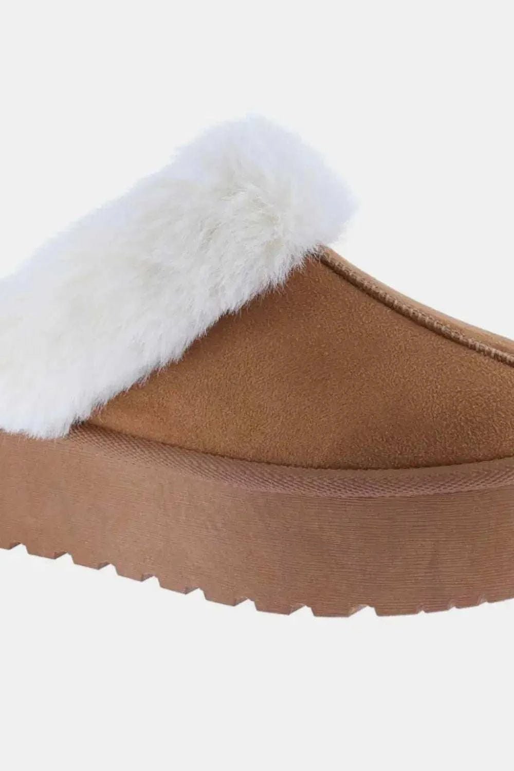 Weeboo Thick Bottom Fur Trim Snow Slippers - GlowUp Garments