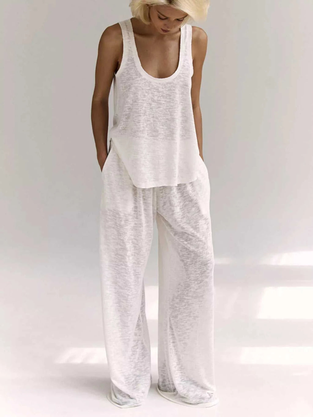 Wide Strap Tank and Pants Lounge Set - GlowUp Garments
