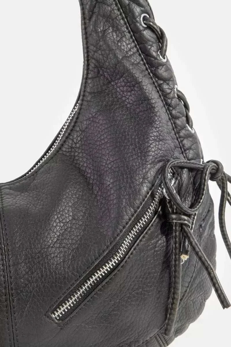 Larger Leather Crescent Shoulder Bag - GlowUp Garments