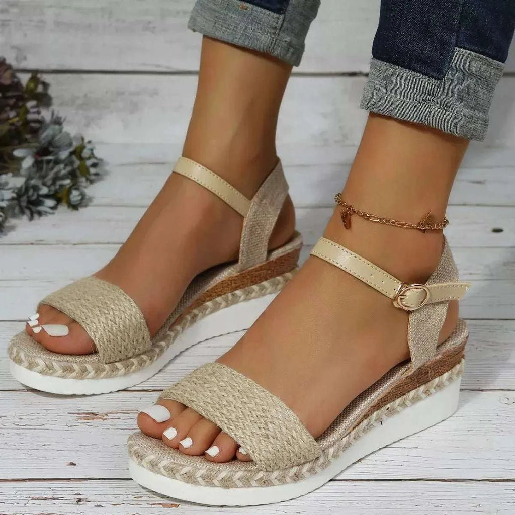 Open Toe Wedge Sandals - GlowUp Garments